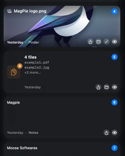 Clipboard history with images, files, and notes